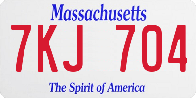 MA license plate 7KJ704