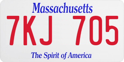 MA license plate 7KJ705