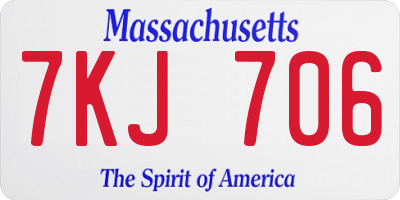 MA license plate 7KJ706