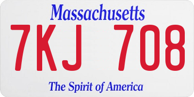 MA license plate 7KJ708