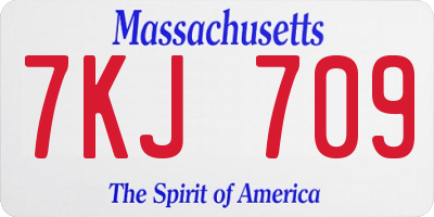 MA license plate 7KJ709