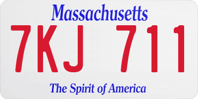 MA license plate 7KJ711