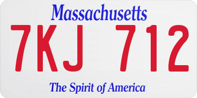 MA license plate 7KJ712
