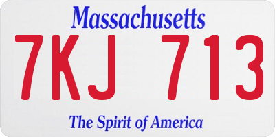 MA license plate 7KJ713