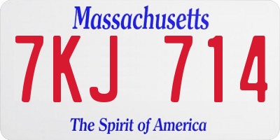 MA license plate 7KJ714