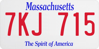 MA license plate 7KJ715