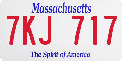 MA license plate 7KJ717