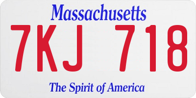 MA license plate 7KJ718