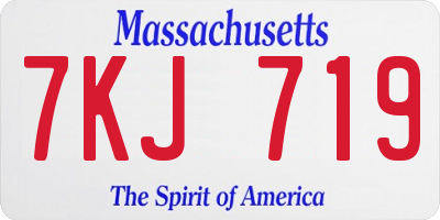 MA license plate 7KJ719