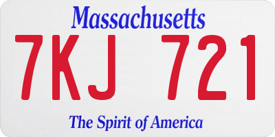 MA license plate 7KJ721