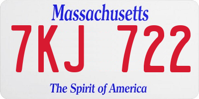 MA license plate 7KJ722