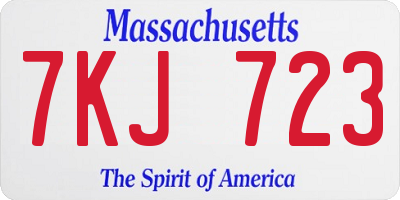 MA license plate 7KJ723
