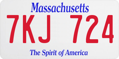 MA license plate 7KJ724