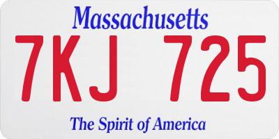 MA license plate 7KJ725