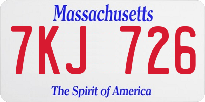 MA license plate 7KJ726