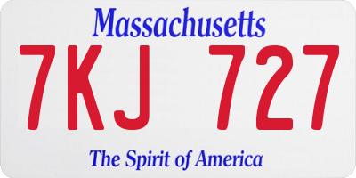 MA license plate 7KJ727