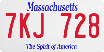 MA license plate 7KJ728
