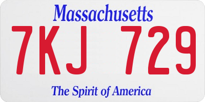 MA license plate 7KJ729
