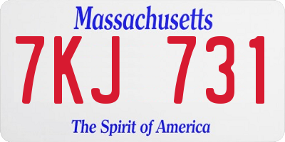 MA license plate 7KJ731