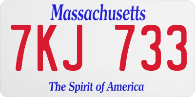 MA license plate 7KJ733