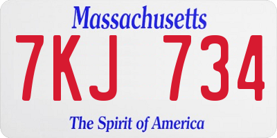 MA license plate 7KJ734
