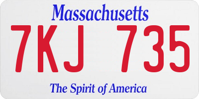 MA license plate 7KJ735