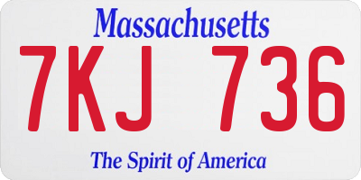 MA license plate 7KJ736