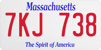 MA license plate 7KJ738