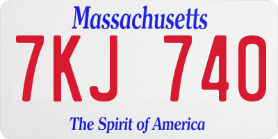 MA license plate 7KJ740