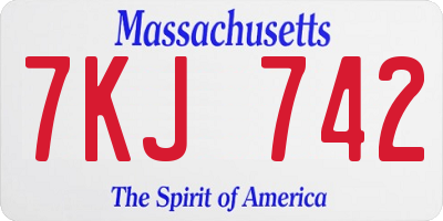 MA license plate 7KJ742