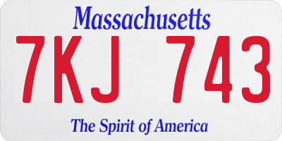 MA license plate 7KJ743