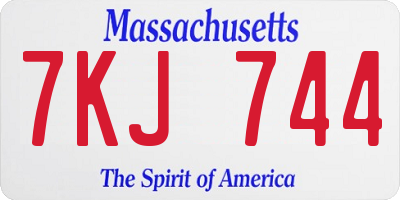 MA license plate 7KJ744