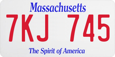 MA license plate 7KJ745