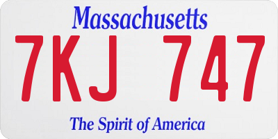 MA license plate 7KJ747