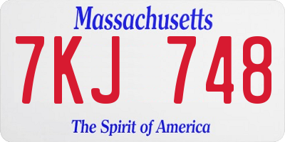 MA license plate 7KJ748