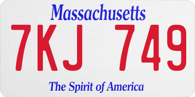 MA license plate 7KJ749