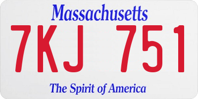 MA license plate 7KJ751