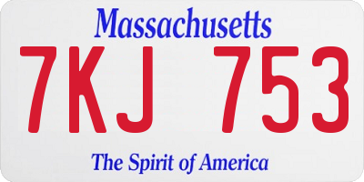 MA license plate 7KJ753