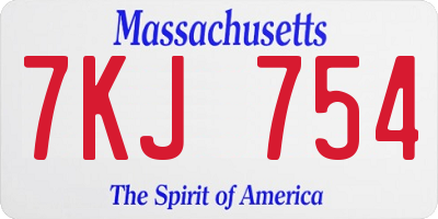 MA license plate 7KJ754