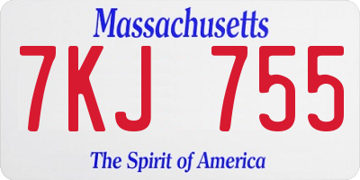 MA license plate 7KJ755