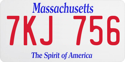 MA license plate 7KJ756
