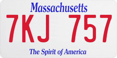 MA license plate 7KJ757