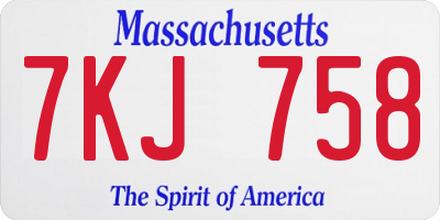 MA license plate 7KJ758