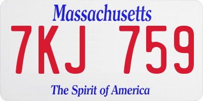 MA license plate 7KJ759