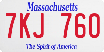 MA license plate 7KJ760