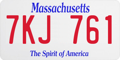 MA license plate 7KJ761