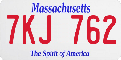 MA license plate 7KJ762