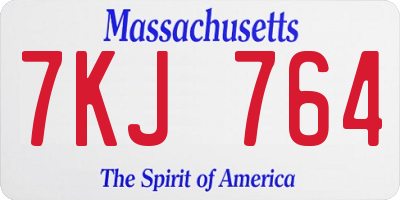 MA license plate 7KJ764