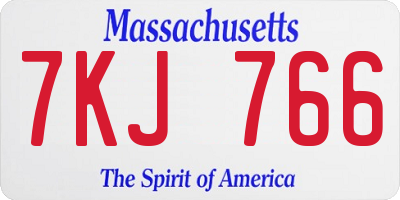 MA license plate 7KJ766