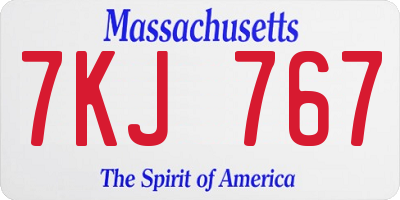 MA license plate 7KJ767
